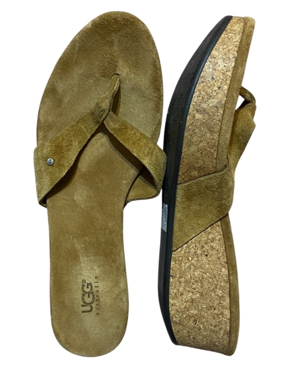 Ugg Suede Cork Platform thong sandal. Sz 8